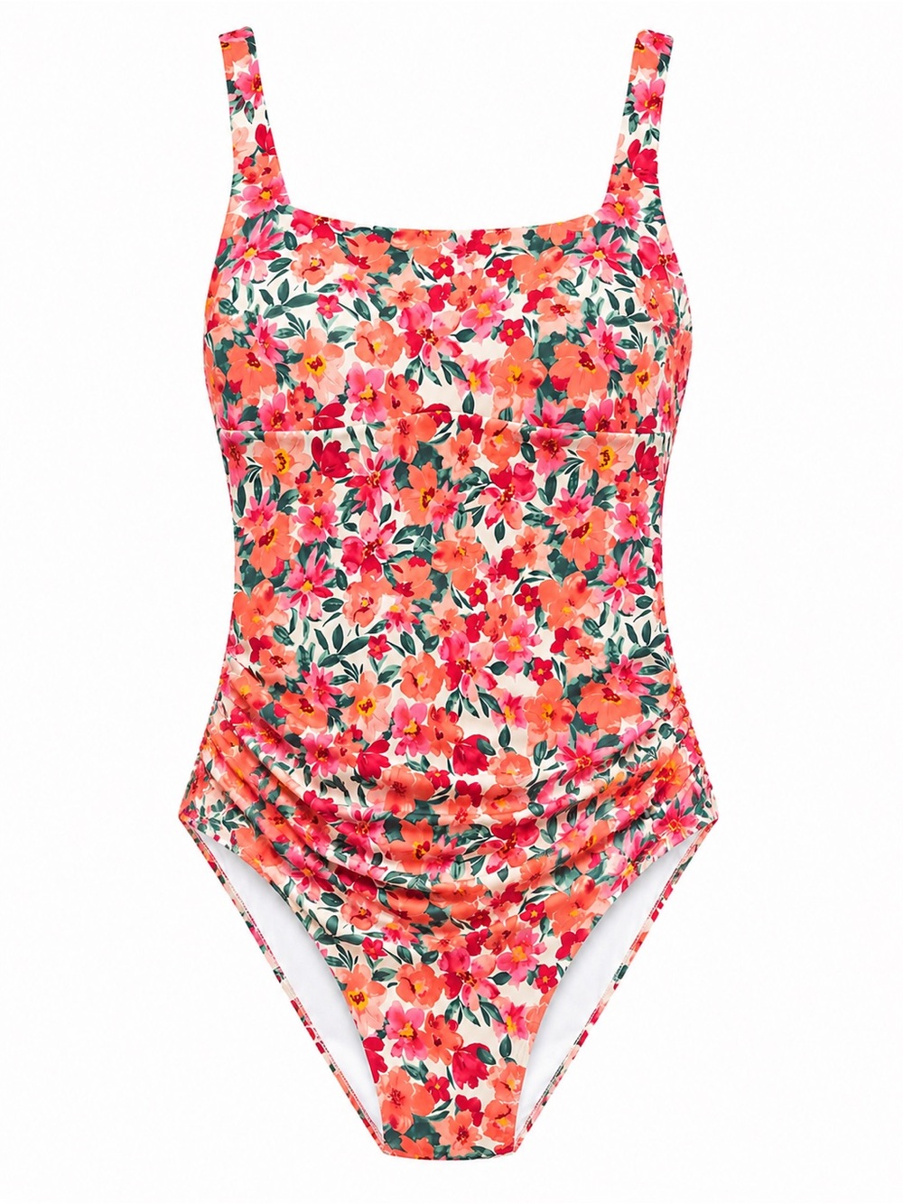 Shade & Shore Floral Ruched One Piece Swimsuit